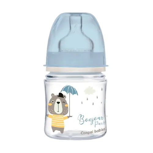 Biberon albastru anticolici cu gat larg PP EasyStart Bonjour Paris, 120ml, Canpol babies