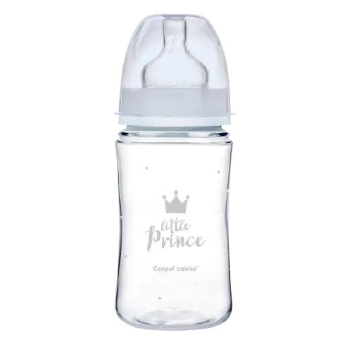 Biberon albastru anticolici cu gat larg PP EasyStart Royal Baby, 240ml, Canpol babies