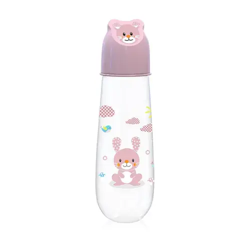 Biberon Animals Lorelli, 250 ml, capac decorat, 0 luni+, Blush Pink