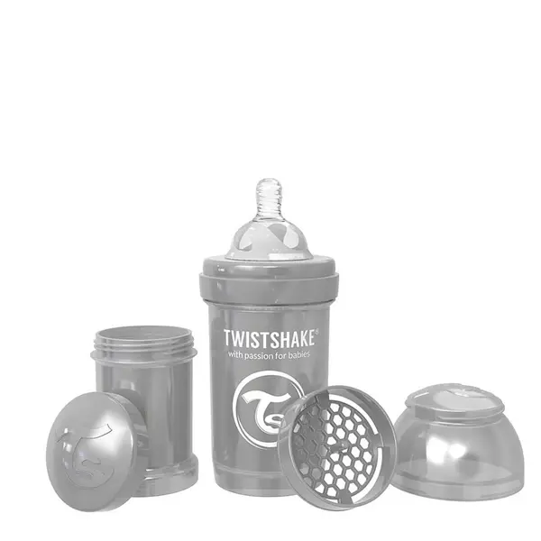 Biberon anti-colici Twistshake Anti-Colic Pearl - Gri, 180 ml