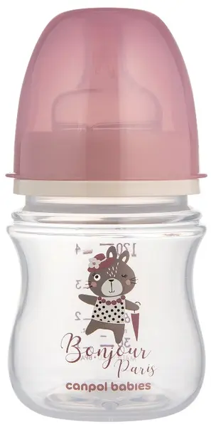 Biberon anticolici Canpol Easy Start - Bonjour Paris, roz, 120 ml