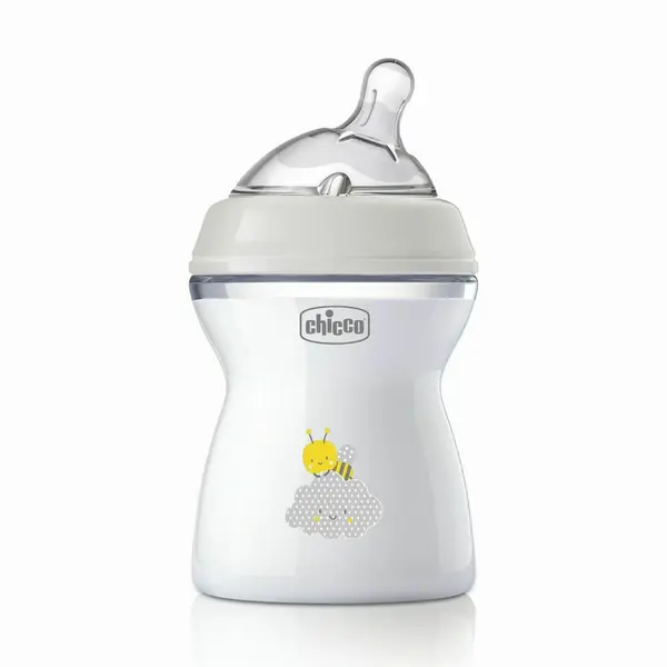 Biberon anticolici, Chicco, Natural Feeling, Plastic, Cu tetina Din silicon moale, Pentru hranire alternativa, Potrivit pentru nou-nascuti si sugari, Fara BPA, 250 ml, 2 luni+, Bej