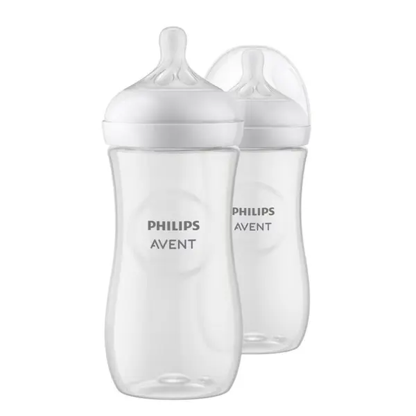Biberon anticolici, Philips Avent, Natural Response, 330 ml, 3 luni+, 2 bucati, Alb