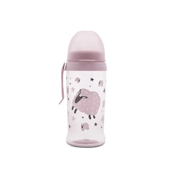 Biberon anticurgere cu clips si tetina lata, protejeaza gingiile, 6 luni+, 360 ml, My Friend Mellow Rose