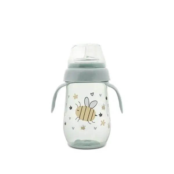 Biberon anticurgere cu toarte si gat larg, 6 luni+, 250 ml, My Friend, Iceberg Green