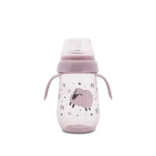 Biberon anticurgere cu toarte si gat larg Lorelli My Friend Mellow Rose, 6 luni+, 250 ml