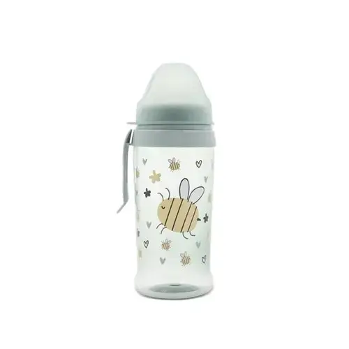 Biberon anticurgere Lorelli My Friend, Iceberg Green, cu clips si tetina lata, protejeaza gingiile, 6 luni+, 360 ml