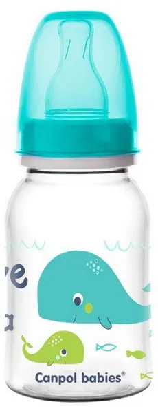 Biberon Canpol - Love & Sea, 0+ luni, 120 ml, turcoaz