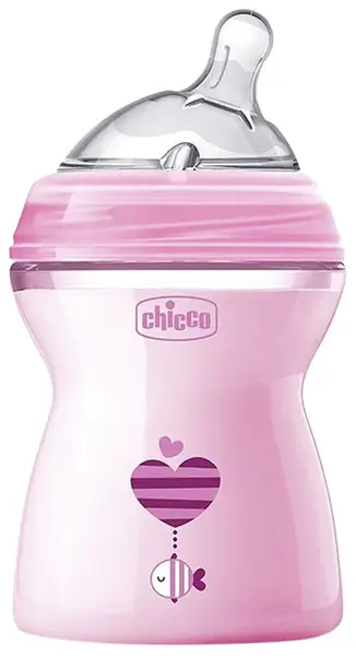 Biberon Chicco Natural Feeling - Cu suzetă din silicon, 250 ml, pentru băieți, sortiment