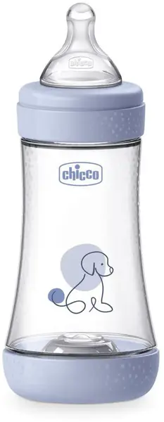 Biberon Chicco Perfect 5 - debit mediu, 240 ml, 3+ luni, albastru