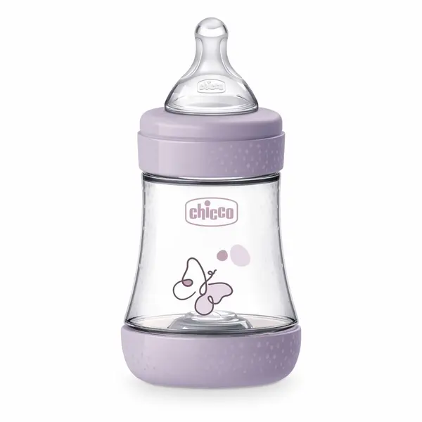 Biberon Chicco Perfect5 150ml, biofunctional, anti-colici, tetina silicon, flux lent, fata, 0luni