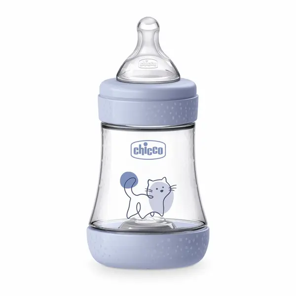 Biberon Chicco Perfect5 150ml, biofunctional, anti-colici, tetina silicon, flux lent, baiat, 0luni