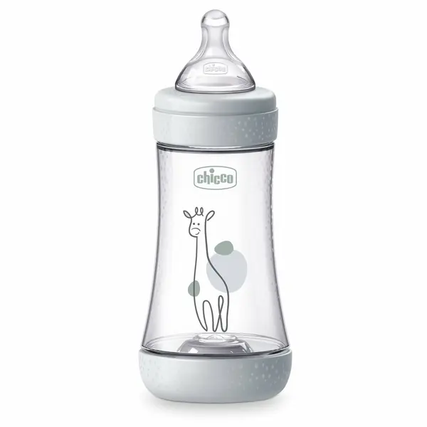 Biberon Chicco Perfect5 240ml, biofunctional, anti-colici, tetina silicon, flux mediu, unisex, 2luni