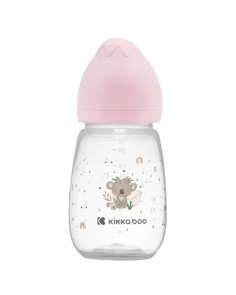 Biberon cu gât larg KikkaBoo Clouds - Savanna, 260 ml, Roz