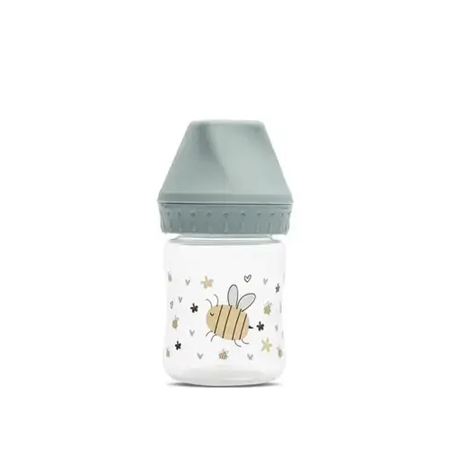 Biberon cu gat larg Lorelli My Friend Iceberg Green, tetina moale din silicon, 0 luni+, 125 ml
