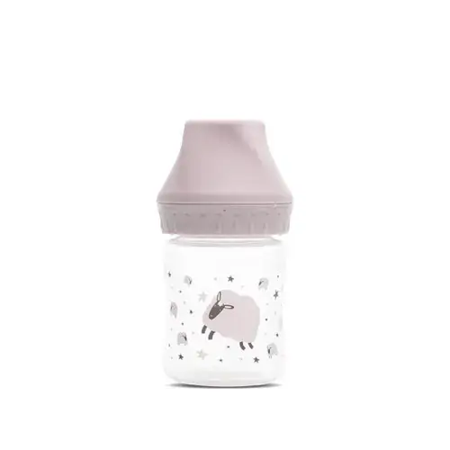 Biberon cu gat larg Lorelli My Friend Mellow Rose, tetina moale din silicon, 0 luni+, 125 ml