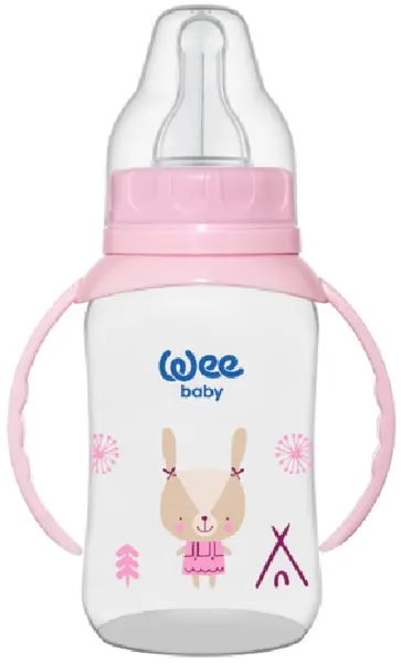 Biberon cu manere Wee Baby Classic, PP, 150 ml, roz