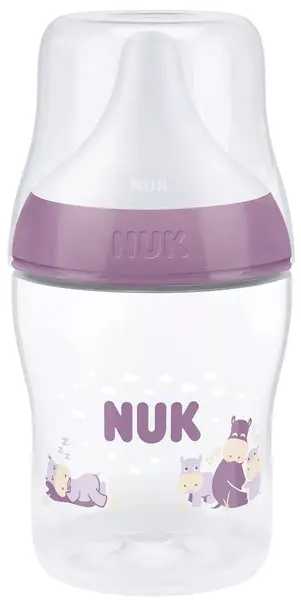 Biberon cu tetină din silicon NUK Perfect Match - 150 ml, mărimea S, 0 luni+, hipo, roz