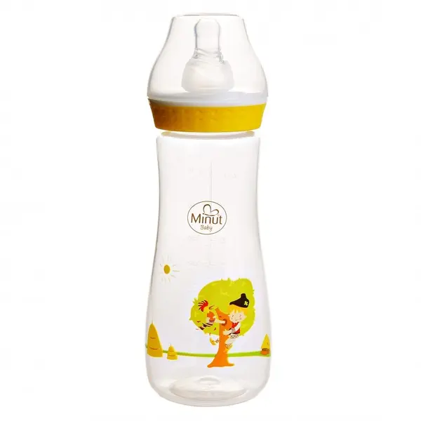 Biberon cu tetina Pupaza din tei pentru +3luni Baby, 250ml, Minut
