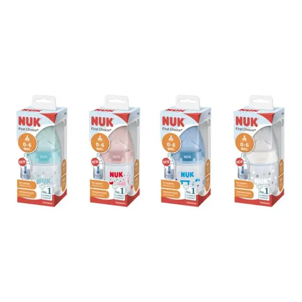 Biberon cu tetina silicon M, 0-6luni, diverse modele, 1 bucata, 150ml, Nuk