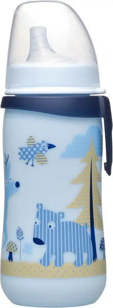 Biberon cu vârf dur NIP - First Cup, 330 ml, albastru