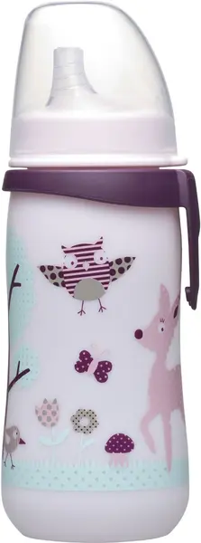 Biberon cu vârf dur NIP - First Cup, 330 ml, roz