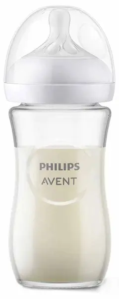 Biberon de sticlă Philips Avent - Natural Response 3.0,flow 3/medie, 3 m+, 240 ml