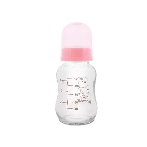 Biberon din sticla cu capac, 120 ml, Lorelli Blush Pink