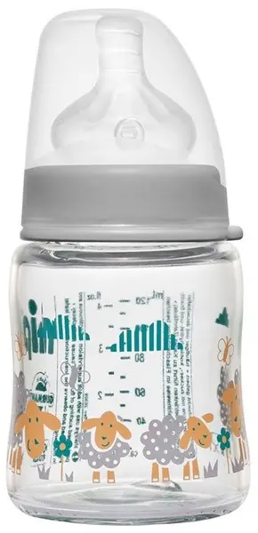 Biberon din sticlă NIP - Flow S, 0 m+, 120 ml