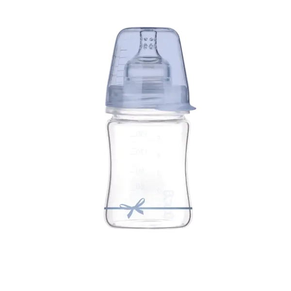 Biberon Lovi - Baby Shower, din sticla, 150 ml, 0luni+, albastru