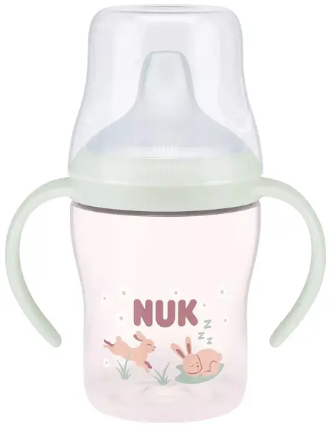 Biberon NUK Perfect Match - Cu duză de suc, TC, РР, 150 ml, Glow in the Dark, Iepure