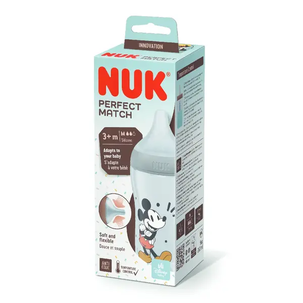 Biberon Perfect Match Mickey, tetina silicon M, 3m+, 260 ml, Nuk