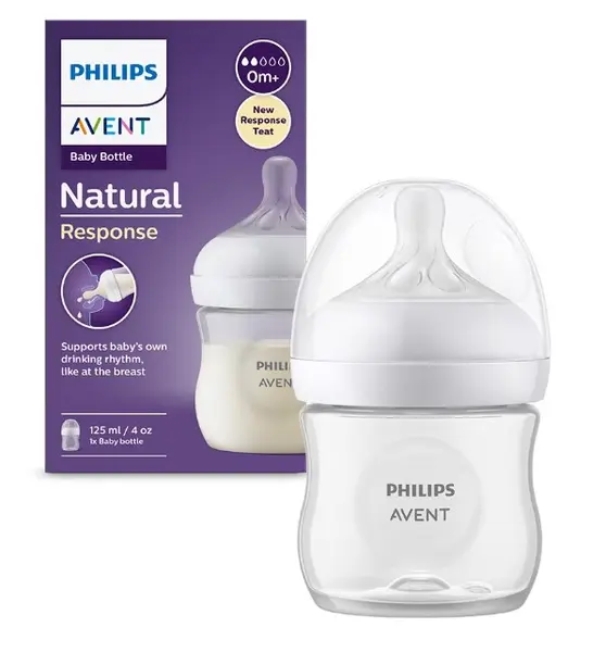 Biberon Philips Avent - Natural Response 3.0, cu tetina 0m+, 125 ml