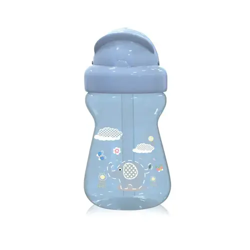 Biberon sport Animals Lorelli, cu pai moale si flexibil, 6 luni+, 325 ml, Moonlight Blue