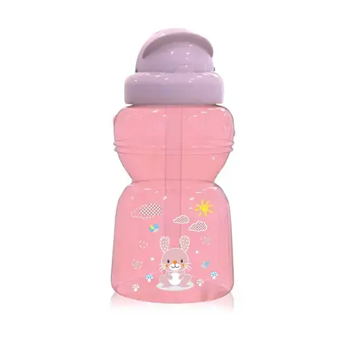 Biberon sport mini Animals Lorelli, cu pai moale si flexibil, 6 luni+, 200 ml, Blush Pink