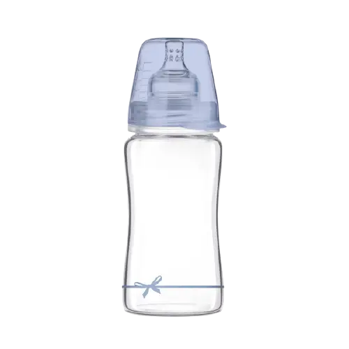Biberon sticla baieti Diamond Glass Baby Shower, 250ml, LOVI