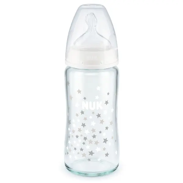 Biberon sticla Nuk control temperatura cu tetina silicon 240 ml 0-6 luni