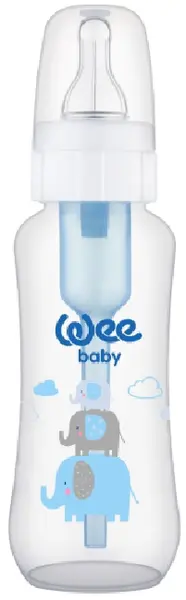 Biberon Wee Baby Anti-Colic, 240 ml, alb cu elefanți