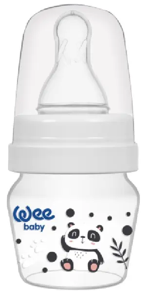 Biberon Wee Baby Mini, PP, cu 2 varfuri, 30 ml, alb