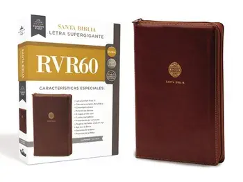 Biblia Reina Valera 1960, Letra Supergigante, Leathersoft, Café, Con Cierre / Spanish Bible Rvr60 Super Giant Print, Leathersoft, Brown W/ Zipper/***