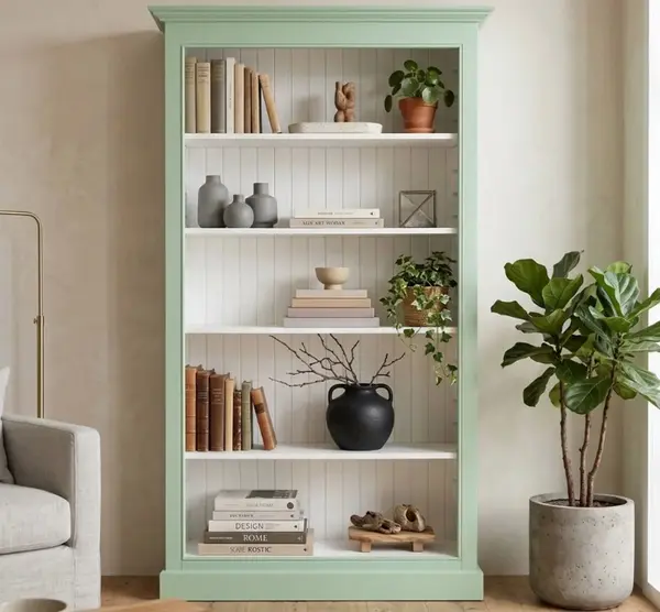 Biblioteca 5 etajere cu finisaj Mint / White