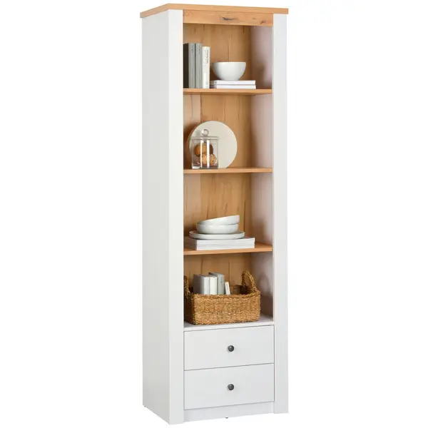 Bibliotecă, 62/196,5/42 cm, alb, culoare lemn larice,