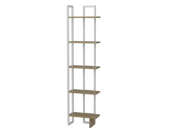 Biblioteca ALICE, stejar + alb, 45x22x180 cm