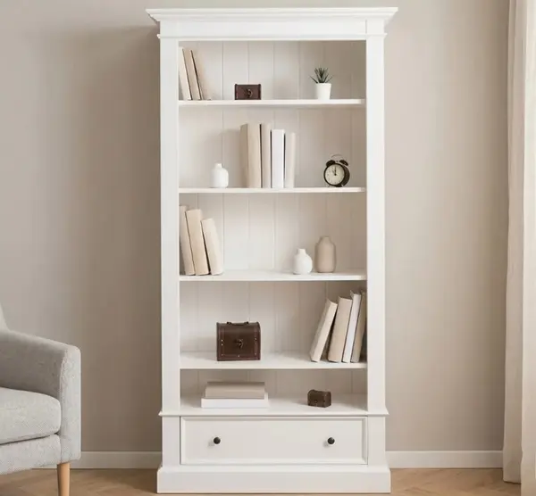 Biblioteca cu 1 sertar, cu dim. 100x32x195, din MDF cu finisaj Vopsit