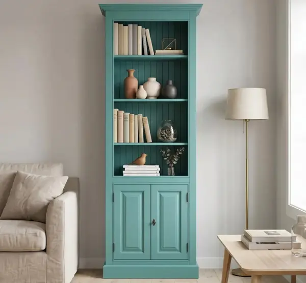 Biblioteca cu 2 usi cu finisaj Mint Turquoise