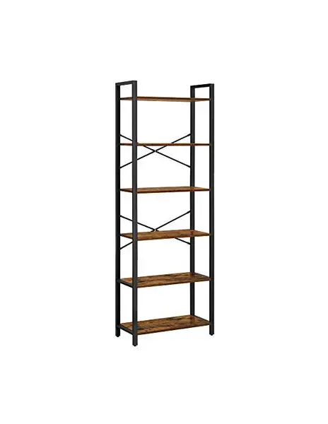 Biblioteca cu 6 rafturi, Vasagle, 66 x 30 x 186 cm, Rustic