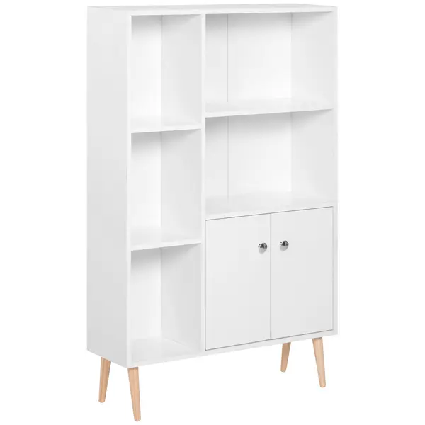 Biblioteca cu Picioare din Lemn din Pin Alb 80 x 23.5 x 118cm HOMCOM | Aosom Romania