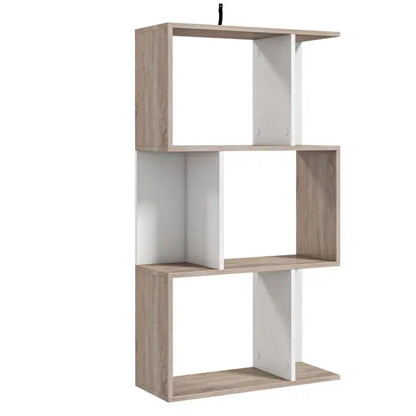 Biblioteca de perete, 3 rafturi, 60x24x111.4cm, alba HOMCOM | Aosom Romania
