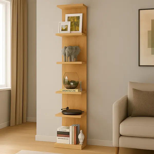 Bibliotecă de perete, 5 rafturi, design modern și compact, 180x34.6x31.5 cm
