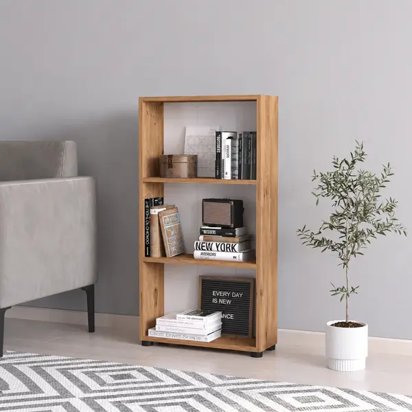 Biblioteca din PAL 55,3x20x106,2 cm, cu 3 rafturi, pentru carti si decoratiuni